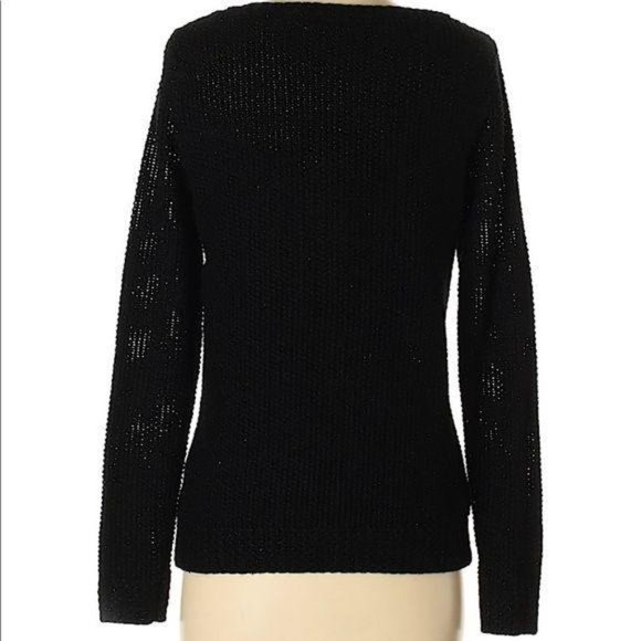 Lauren Conrad Black Sparkle Bow Crew Sweater M - Picture 4 of 13